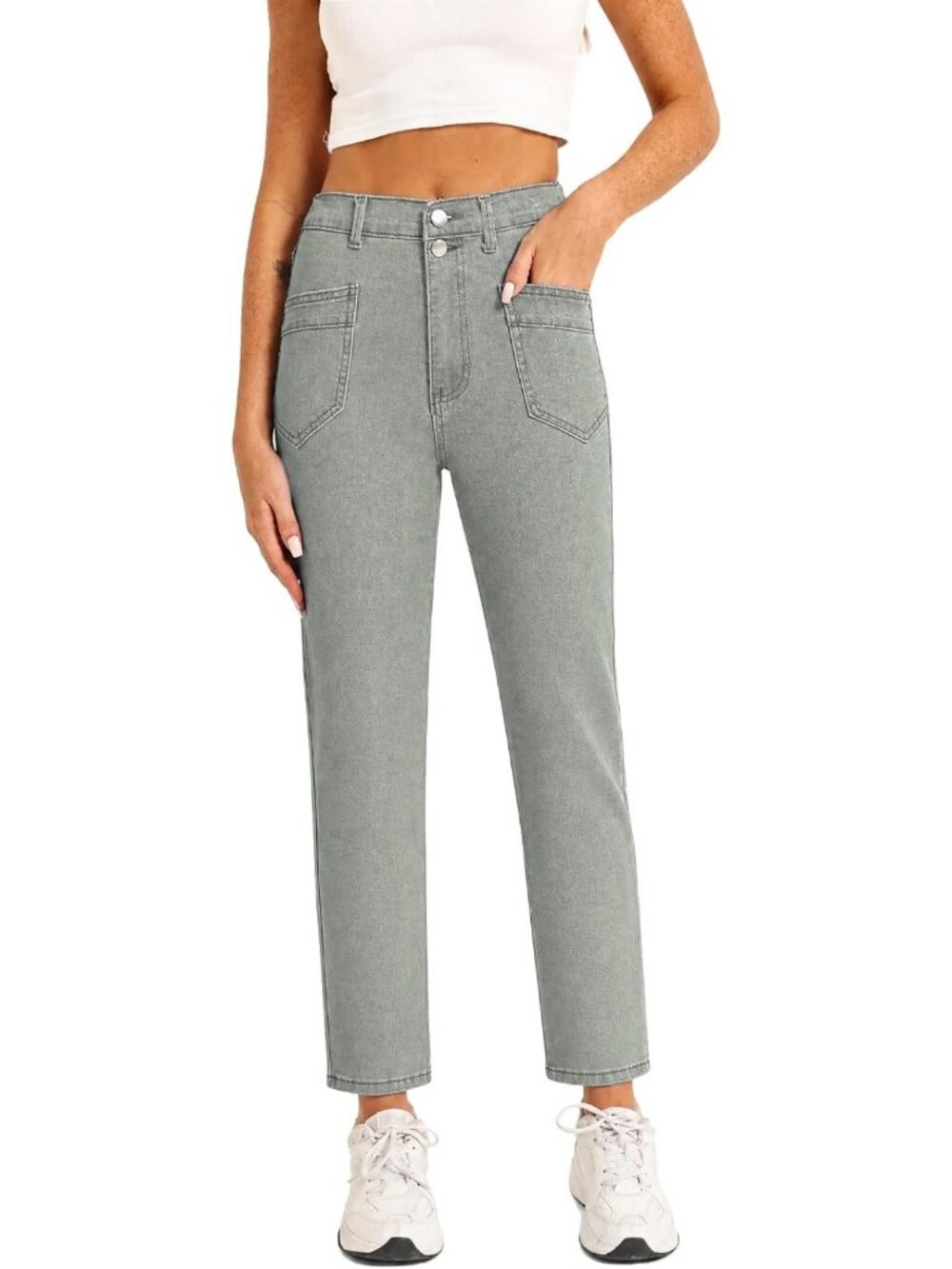 High-Waisted Straight Leg Jeans for Women | Stretchy Denim Pants, Casual Fit